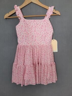 Blogilates Girls Ballerina Ruffle Dress Pink Floral Polyester Casual Size Large